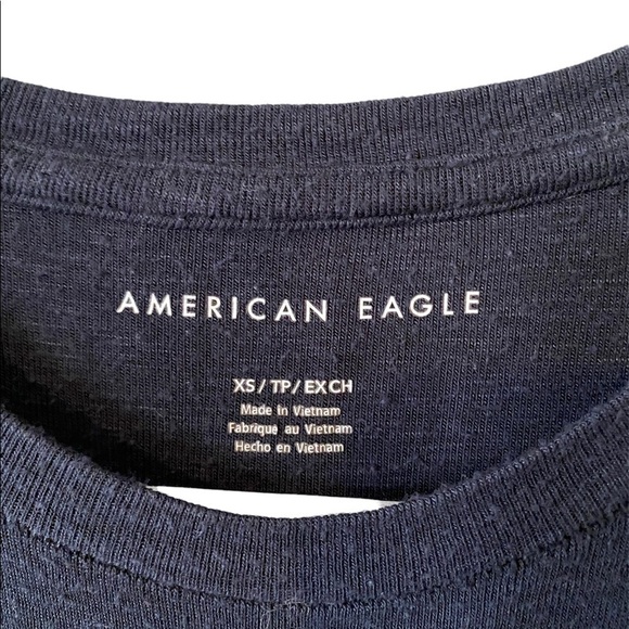 American Eagle striped baby tee, Navy With Pastel Stripes, size XS - Picture 4 of 9